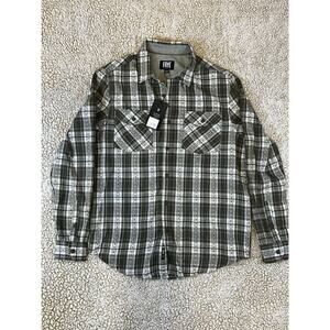 Frye Mens Medium Olive Plaid Button Up Shirt Western Workwear Long Sleeve NWT